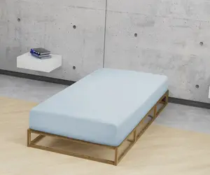 Простыня Biberna на подгонке "Бобер в размере. 90х200, 140х200 или 180х200 см", из хлопка, для матрасов высотой до 22 см, зимние, простыни 90-100х190-200 см, 1 шт., светло-синий