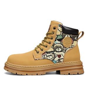 Мартин Ботинки Унисекс Черные/Желтые/Абрикосовые/Розовые HUANAI, Желтые [На флисовой подкладке]