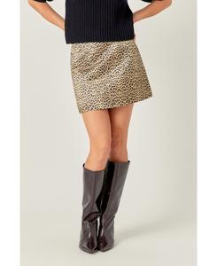 Женская мини-юбка с леопардовым принтом English Factory, Brown
