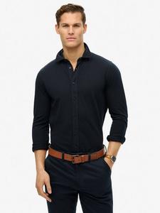 Хлопковая винтажная рубашка с длинными рукавами в стиле destroy pique Superdry, Eclipse Navy