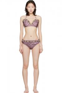 Anna Sui Фиолетовый атласный бикини