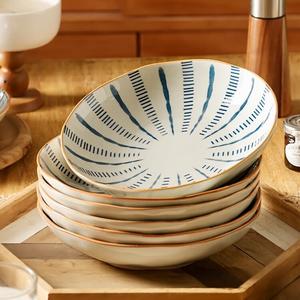 Ceramics Стильные японские керамические тарелки 2025: набор из 4 пиал (11 см) и 4 рисовых тарелок (18 см) для холодных закусок и густых супов. Премиальная сервировка для дома