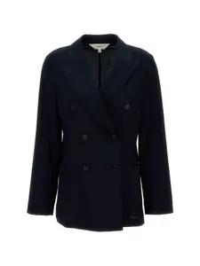 Двубортный пиджак с накладными карманами Barena, синий