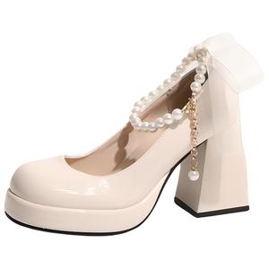 Массивные туфли на высоком каблуке 9 см женские K KANGXUANAN, Ecru