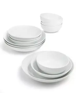 Набор столовых приборов из 12 предметов, все в форме мисок, на 4 персоны, создан для Macy's The Cellar, white