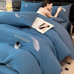 Antarctic Комплект постельного белья из 7 предметов для матраса 150 см (пододеяльник, простыня на резинке, 2 наволочки, одеяло 3 кг, 2 подушки), цвет Colorful Feather - Binli Lan