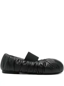 Кожаные балетки с эластичной лентой и сборками ALAINPAUL, черный