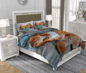 Комплект постельного белья 160x200 см + 2x70x80 см, 3 предмета, 100% хлопок, сатин, молния, кот, разноцветный - | So.Z0026 SOVIO