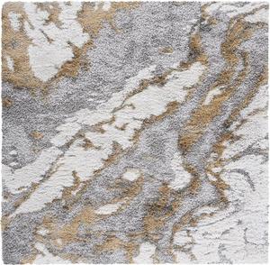 Ковер SAFAVIEH, 336 x 336 см, Horizon Shag Collection, круглый, Grey & Gold, современный абстрактный дизайн, плюшевый ворс, идеален для помещений с высокой проходимостью в гостиной, спальне, столовой (HZN890D-11SQ)