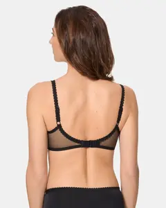 Бюстгальтер без косточек из переработанного кружевного цветочного материала Playtex, черный