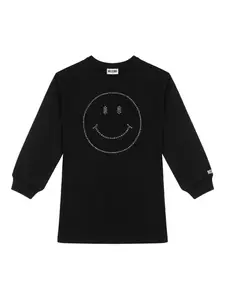 Топ с длинными рукавами и аппликацией Moschino Kids, черный