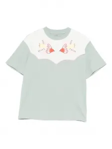 Футболка с аппликацией в виде птицы Stella Mccartney Kids, зеленый
