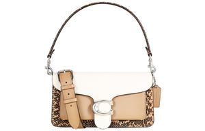 Кожаная сумка-таби через плечо портативная кроссбоди женская розовая белая коричневая разноцветная COACH