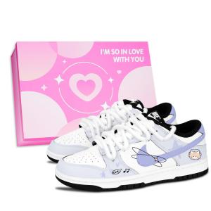 Nike Dunk Black White, Light Purple Star устойчивые к истиранию низкие кроссовки для скейтбординга Unisex Purple