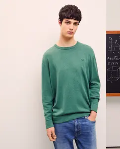Простой базовый джемпер с круглым вырезом Green Coast, зеленый