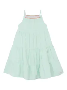 Платье с ярусами и полосатыми деталями Bonton, зеленый