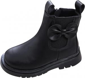 Generic ДДетские кожаные ботинки 𝐖одонепроницаемые короткие зимние ботинки для малышей, девочек и мальчиков, черные ботильоны с нескользящей подошвой, первые прогулочные обувь для детей