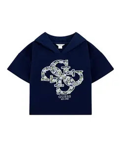 Худи с капюшоном и короткими рукавами для девочек GUESS, синий