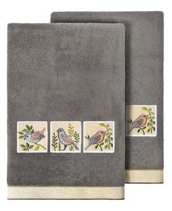 Набор банных полотенец Belinda из турецкого хлопка, состоящий из 2 предметов, украшенных вышивкой Linum Home, цвет charcoal