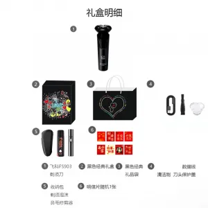 FS903 набор роторных бритв для всего тела, моющаяся, быстрая зарядка, электрическая, для влажного и сухого бритья, мужская FLYCO, fs903 черный bear box+3 replacement blades+storage bag+foam