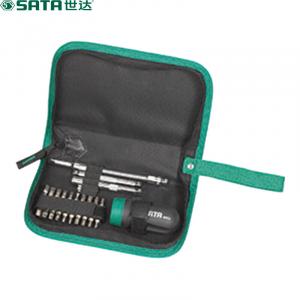 SATA 09342 Набор отверток с храповым механизмом с ультракороткой ручкой, 25 предметов (срок поставки две недели)
