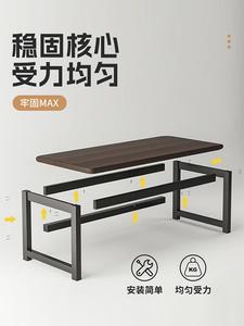 Компьютерный стол Jieke 160x70 см, офисный игровой стол с креслом, письменный стол для дома, цвет walnut с черной рамой, толщина 16 мм