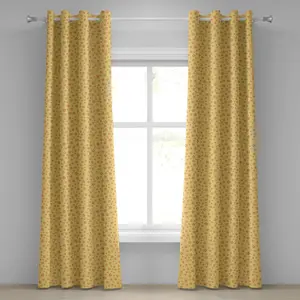 Шторы на люверсах ABAKUHAUS Звезда, в стиле каракулей, с пятиконечными геометрическими фигурами, абстрактным дизайном небесных тел, декоративные двухпанельные шторы, 280 см x 245 см, бледно-желто-оранжевый цвет