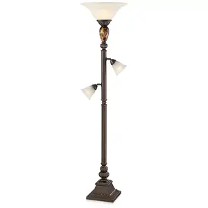 Напольный светильник Mulholland в деревенском стиле, напоминающий дерево, высотой 72 дюйма, с абажуром из матового стекла и бронзовым черепаховым панцирем для гостиной, дома, спальни, домашнего офиса Kathy Ireland, brown