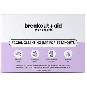 Breakoutaid Веганское очищающее мыло для лица с салициловой кислотой и гиалуроновой кислотой, 100 г, 3,5 унции, My White Secret