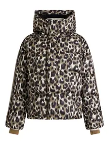 Стеганая лыжная куртка с леопардовым принтом Fusalp, коричневый