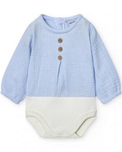 Комплект из 2 детских боди с длинными рукавами и планками на пуговицах Babidú, синий