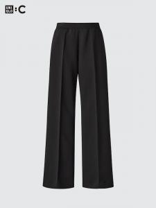 Прямые брюки из футера (укороченные) Uniqlo, 09 black