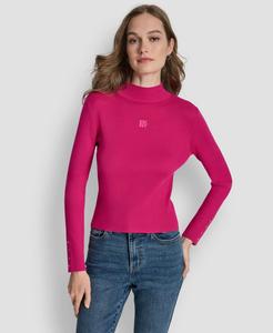 Женский облегающий свитер с длинными рукавами и ребристой текстурой DKNY Jeans, Festive Pink