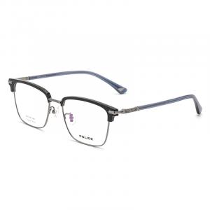 Police Титановые квадратные очки унисекс черные, VPLT10K-700Y Bright Black+Bright Light Gunmetal