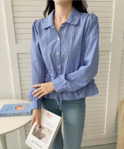 aimoha -select-/waist gathered check shirt blouse