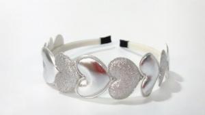 Ободок с сердечками - серебро Hedo