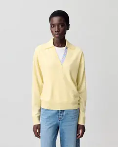 Женский шерстяной джемпер с воротником поло Claudie Pierlot, желтый