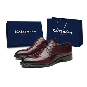 Kaltendin Мужские туфли для костюма низкие черные красно-коричневые, цвет Red Brown