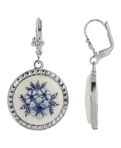 Женская серьга в виде цветка ивы 2028, blue