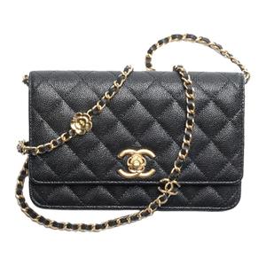 CHANEL Блестящая зернистая тисненая кожаная сумка через плечо