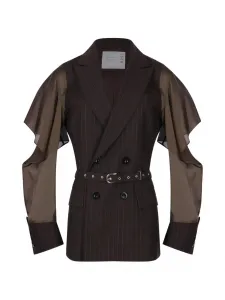 Куртка с поясом Sacai, коричневый