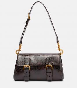 Сумка через плечо из кожи с эффектом крокодила Dries Van Noten, темно-коричневый