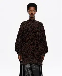 Женский свитер с высоким воротником, с леопардовым принтом Bimba y Lola, темно-коричневый