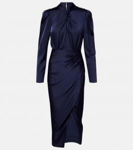 Облегающее платье миди из сатина Self-Portrait, темно-синий
