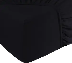 Простыня на резинке Flannel 90 x 200 см - 100% хлопок - Простыня на резинке - Глубина 28 см - Черный/синий DoubleDry