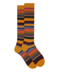 Мужские длинные хлопковые носки в желтую полоску, разноцветные. Gallo, мультиколор