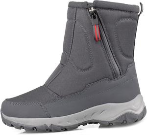 Мужские зимние снегоступы с утеплителем, водонепроницаемые, теплые, полностью с меховой подкладкой, удобные, противоскользящие, износоустойчивые зимние ботинки для мужчин Generic, серый