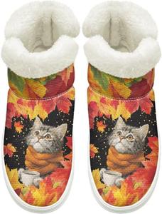Женские и мужские зимние ботинки на слипоне, дышащая сетка, зимняя обувь для улицы с нескользящей удобной подошвой Cugasmaru, Fall Leaf Cat