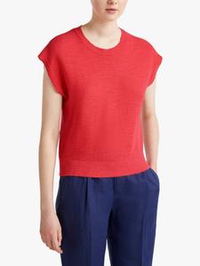 Топ с круглым вырезом из льняной смеси Benetton, Brick Red