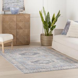 Ковер nuLOOM, 153 x 244 см,  Benoite Medallion машинной стирки для гостиной спальни столовой, Light Blue